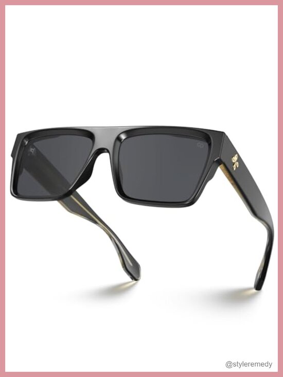 Oversized Square Flat Top Sunglasses UV400 Protection Retro Trendy main image 4